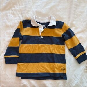 Little Me Navy and Yellow Striped Polo